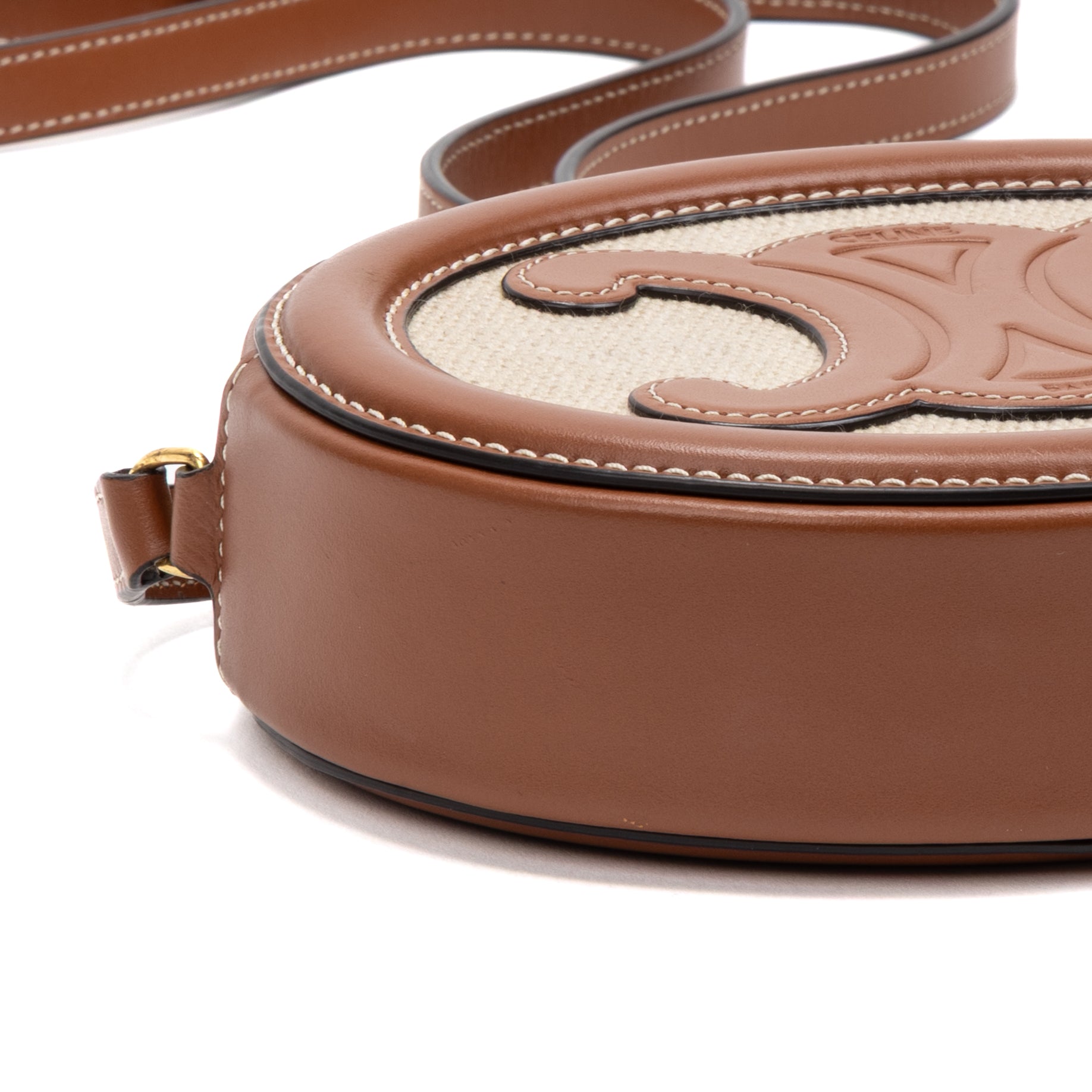 Shoulder Bag Triomphe Oval Crossbody Small Brown Woven Canvas
