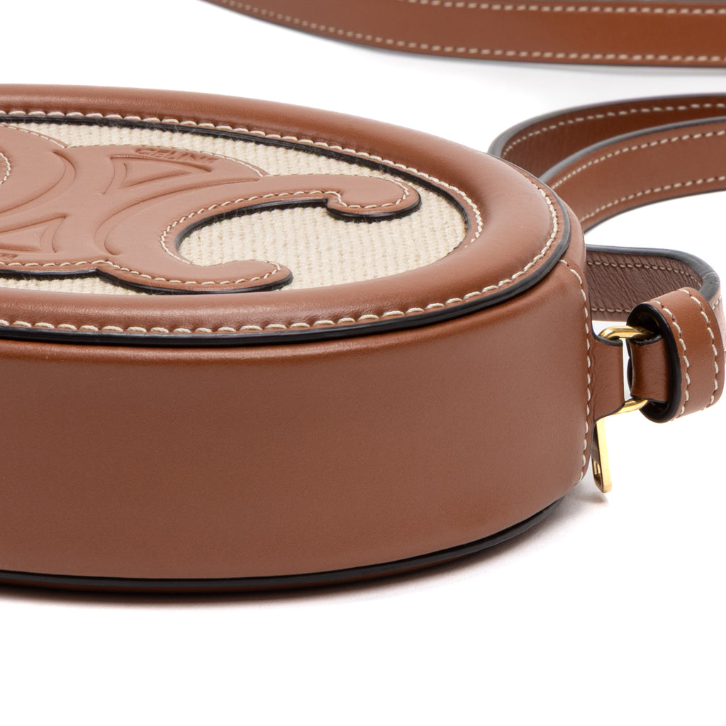 Shoulder Bag Triomphe Oval Crossbody Small Brown Woven Canvas