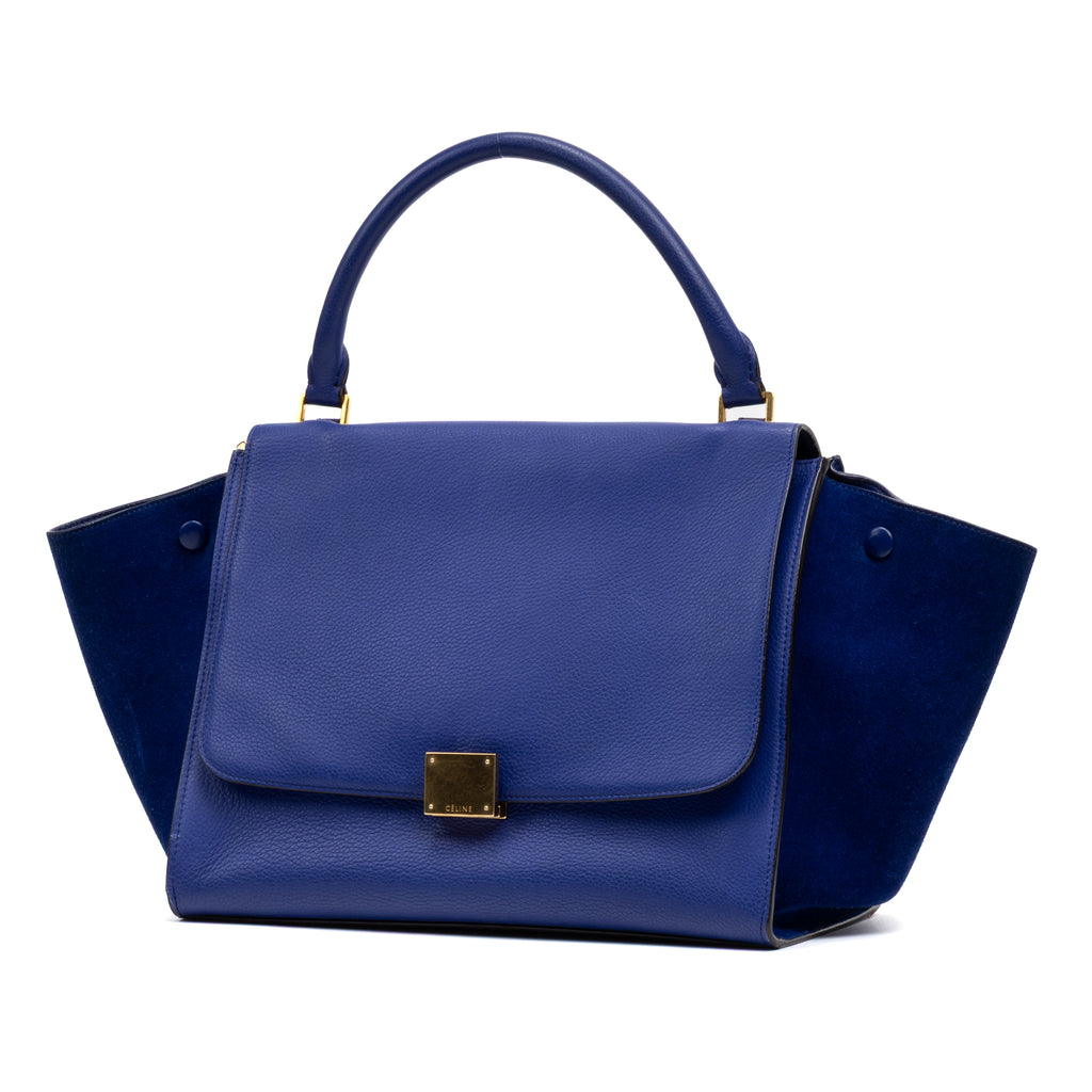 Shoulder Bag Trapeze Bag Medium Blue Smooth leather