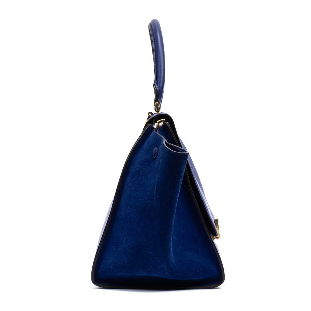 Shoulder Bag Trapeze Bag Medium Blue Smooth leather