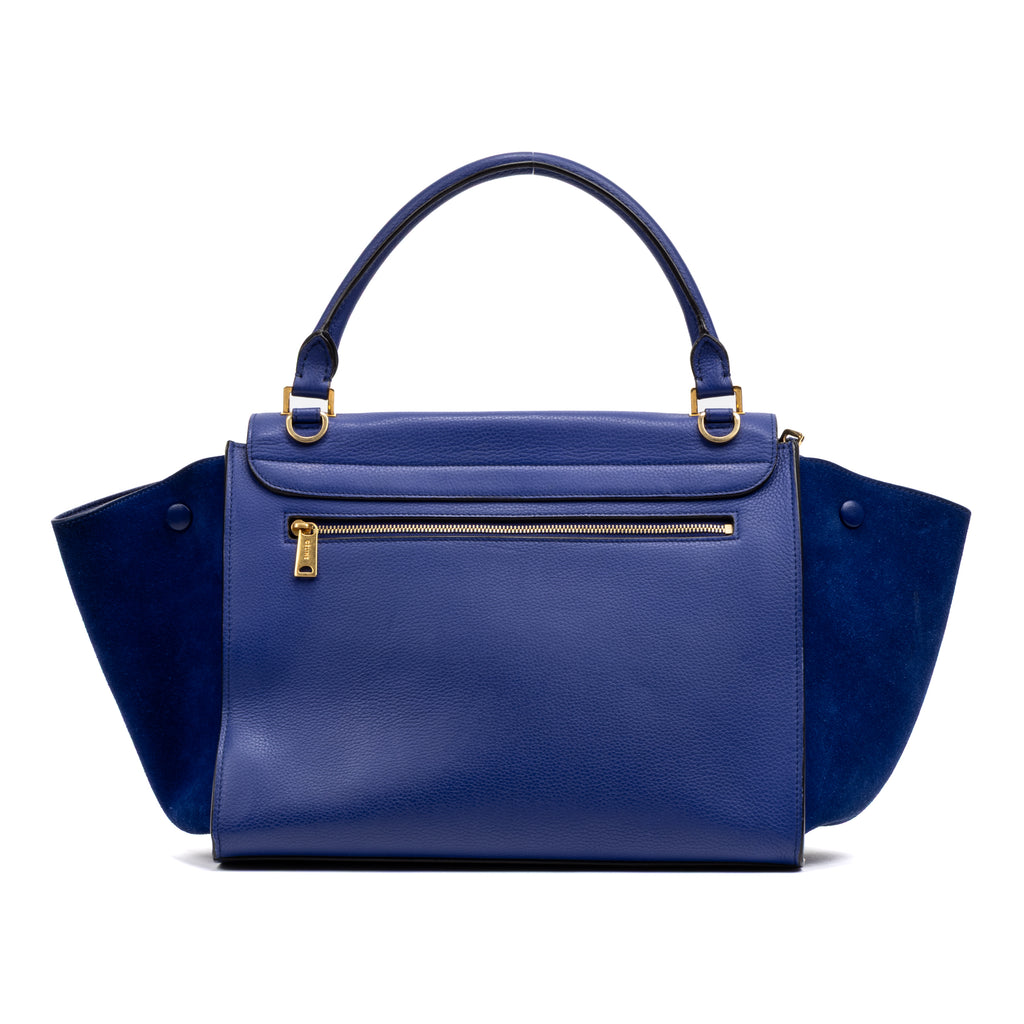 Shoulder Bag Trapeze Bag Medium Blue Smooth leather