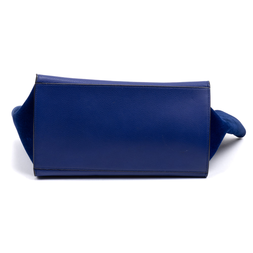 Shoulder Bag Trapeze Bag Medium Blue Smooth leather