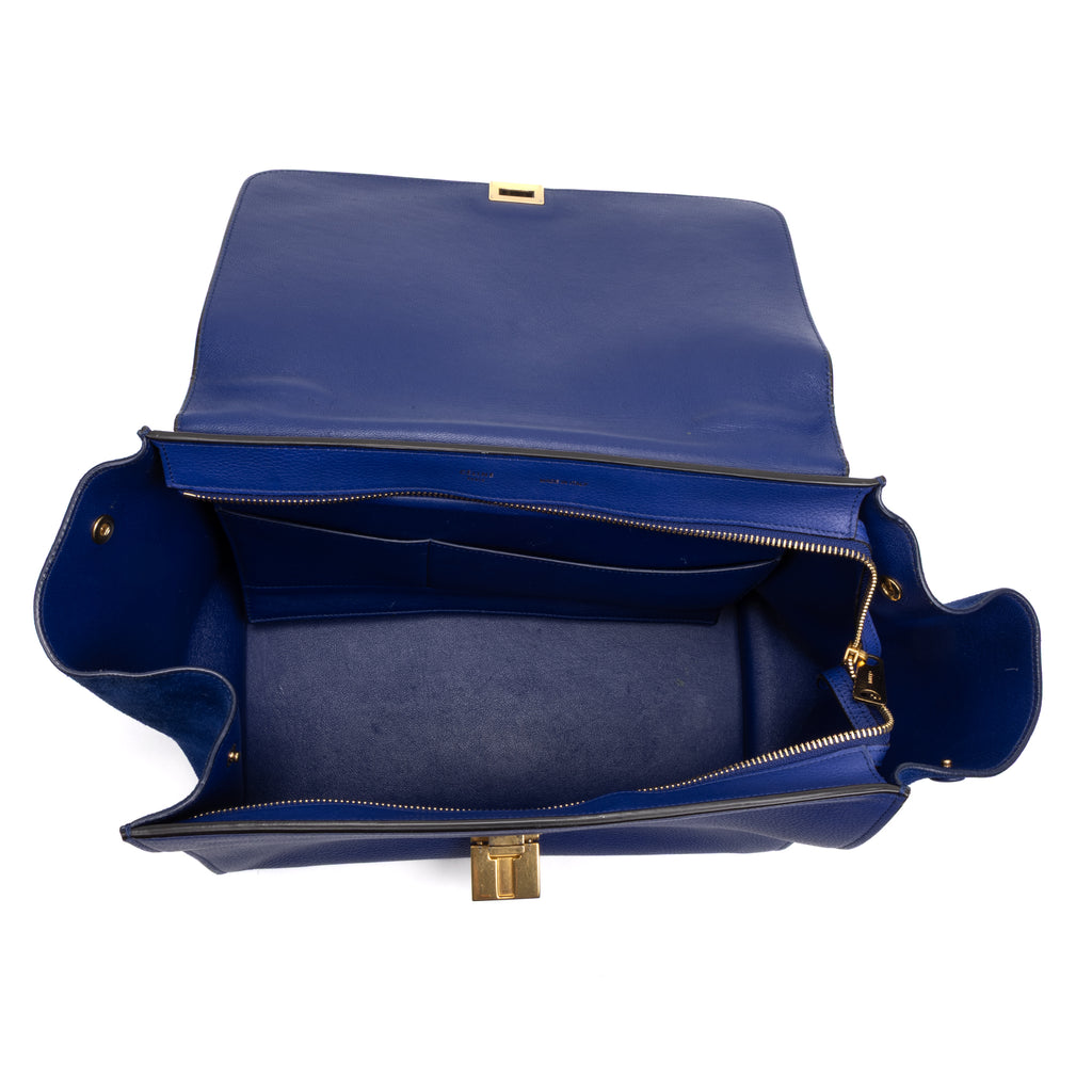 Shoulder Bag Trapeze Bag Medium Blue Smooth leather