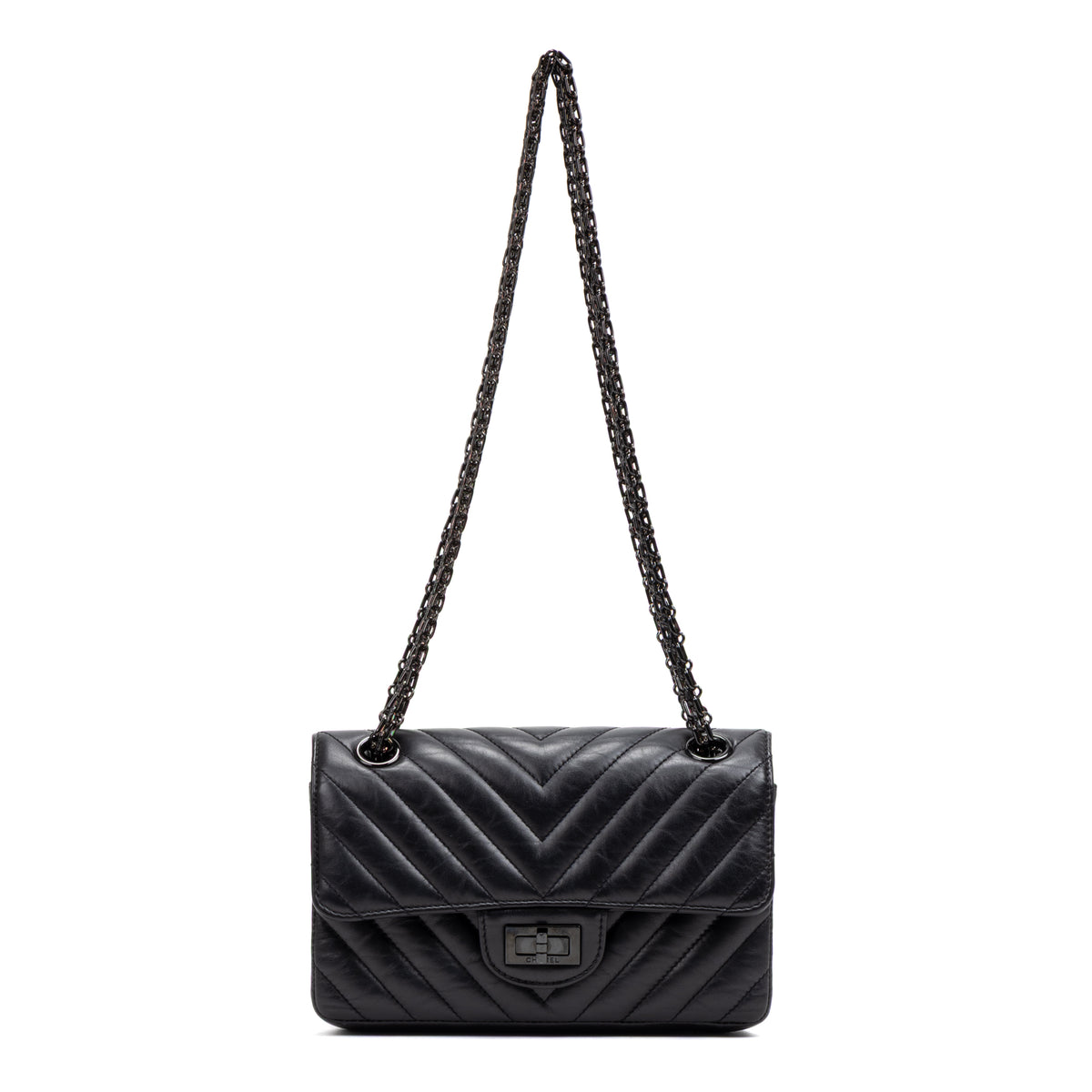 Shoulder Bag Rare 2.55 Reissue Flap Bag So Black Mini Black Aged Quilted Chevron Leather