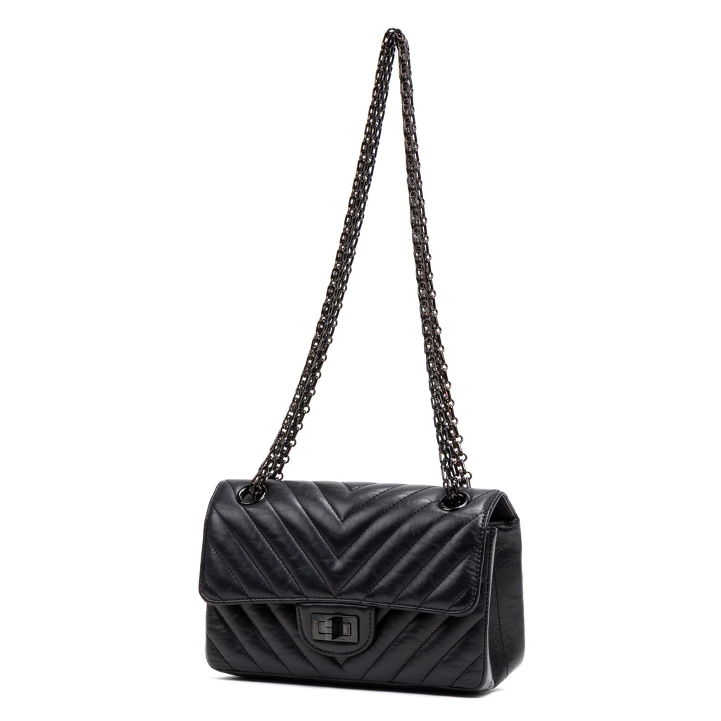 Shoulder Bag Rare 2.55 Reissue Flap Bag So Black Mini Black Aged Quilted Chevron Leather