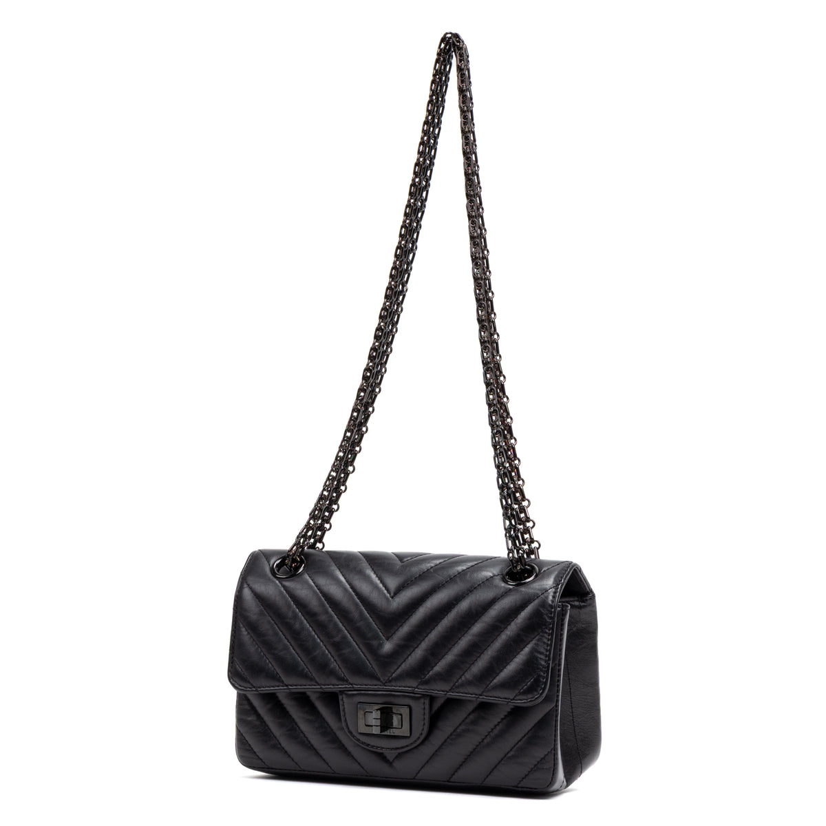 Shoulder Bag Rare 2.55 Reissue Flap Bag So Black Mini Black Aged Quilted Chevron Leather