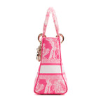 Bolso de hombro Lady Dior Lite mediano de edición limitada en lona bordada rosa