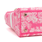 Bolso de hombro Lady Dior Lite mediano de edición limitada en lona bordada rosa
