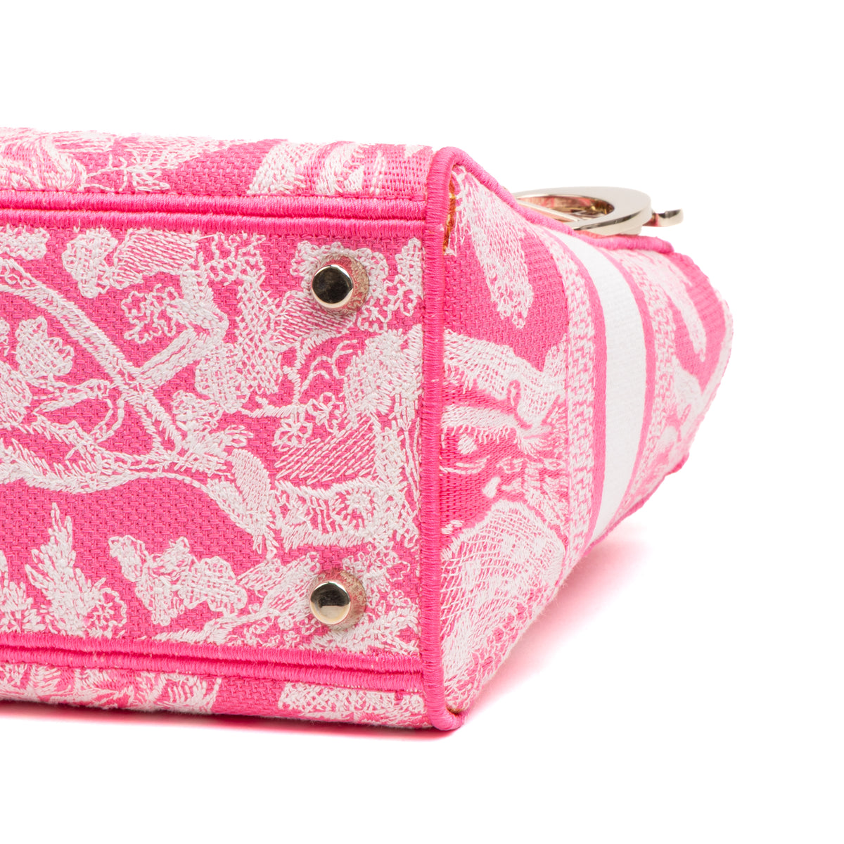 Bolso de hombro Lady Dior Lite mediano de edición limitada en lona bordada rosa