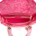 Bolso de hombro Lady Dior Lite mediano de edición limitada en lona bordada rosa