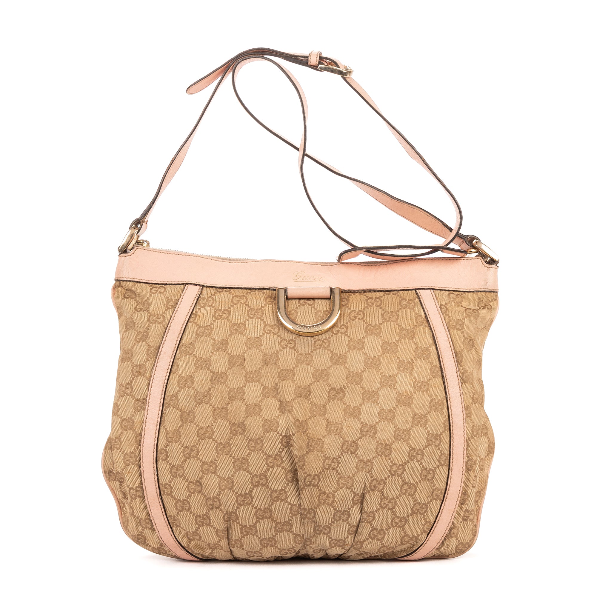 Bandolera Abbey con anilla en D de lona GG Monogram rosa