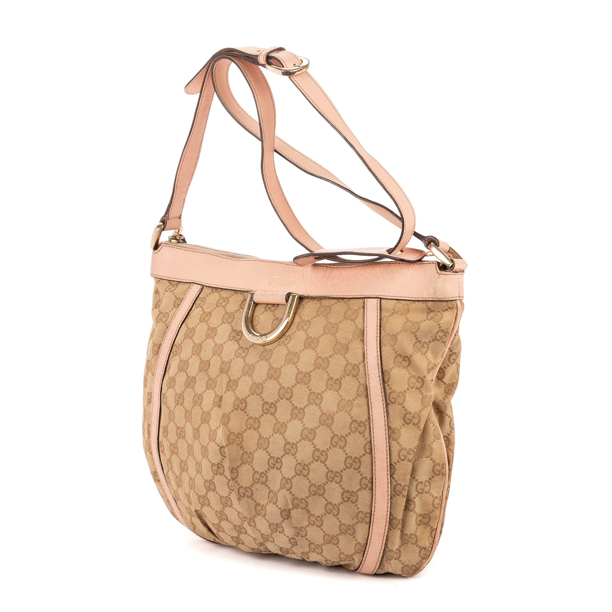 Bandolera Abbey con anilla en D de lona GG Monogram rosa