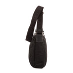 Bolso de Hombro Bandolera Nylon Tessuto Negro con Piel Saffiano