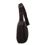 Bolso de Hombro Bandolera Nylon Tessuto Negro con Piel Saffiano