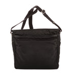 Bolso de Hombro Bandolera Nylon Tessuto Negro con Piel Saffiano