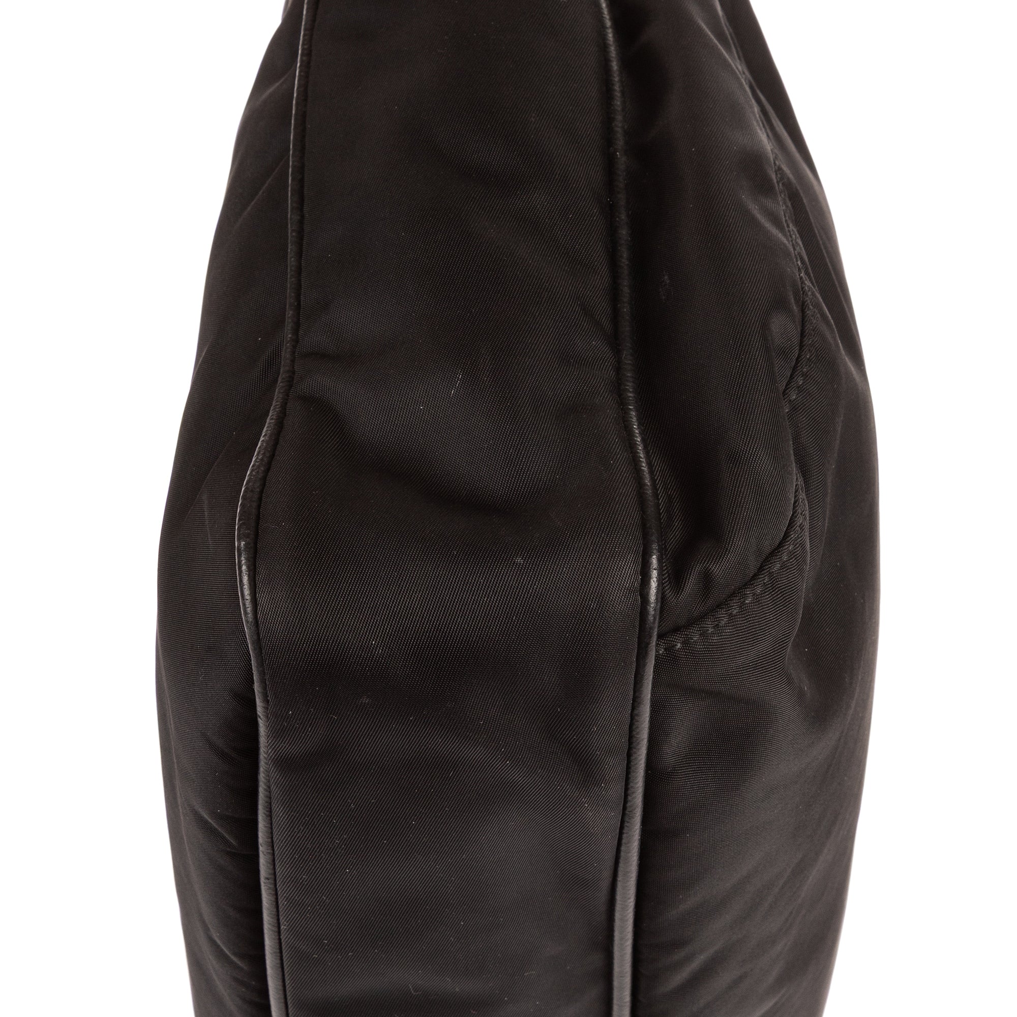 Bolso de Hombro Bandolera Nylon Tessuto Negro con Piel Saffiano