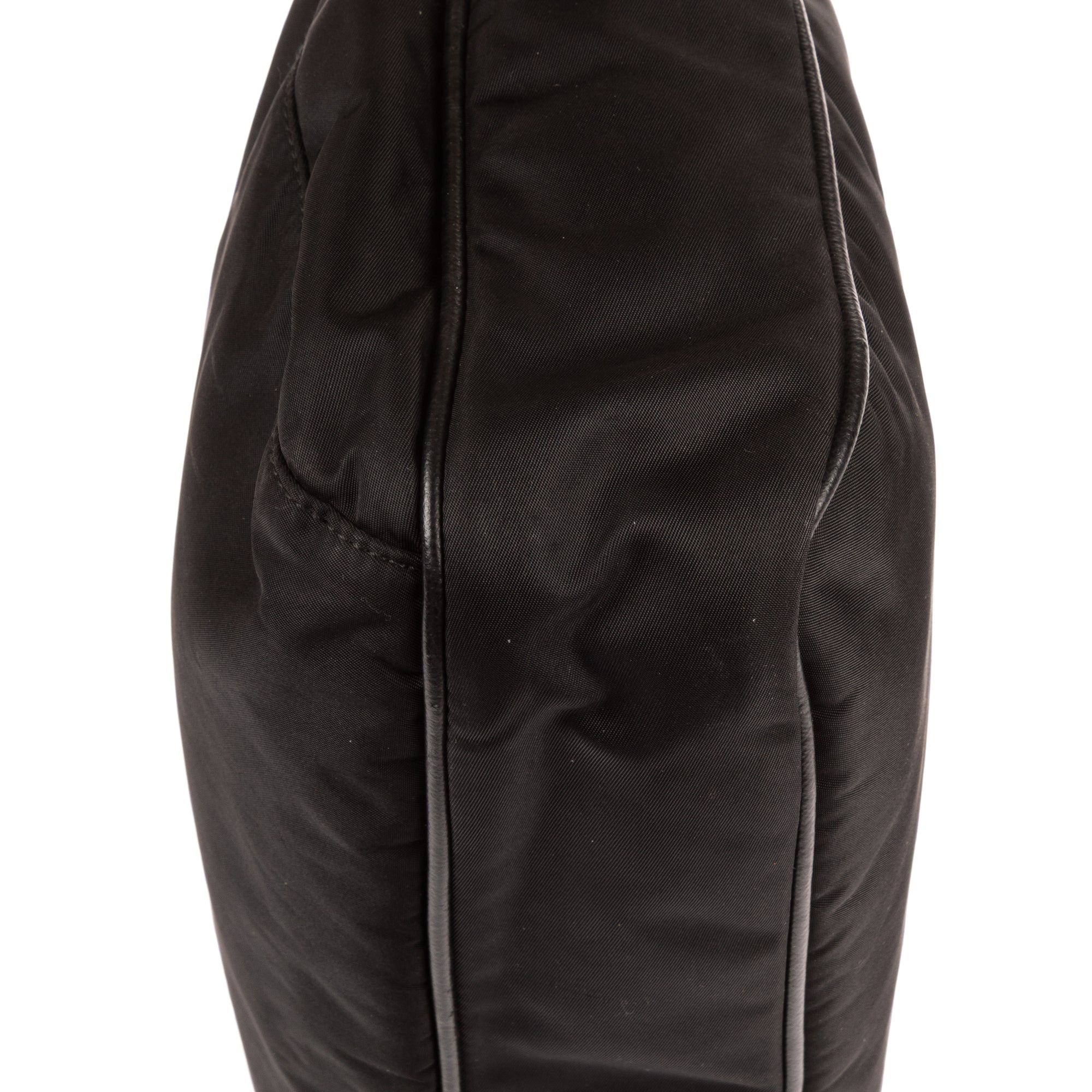 Bolso de Hombro Bandolera Nylon Tessuto Negro con Piel Saffiano