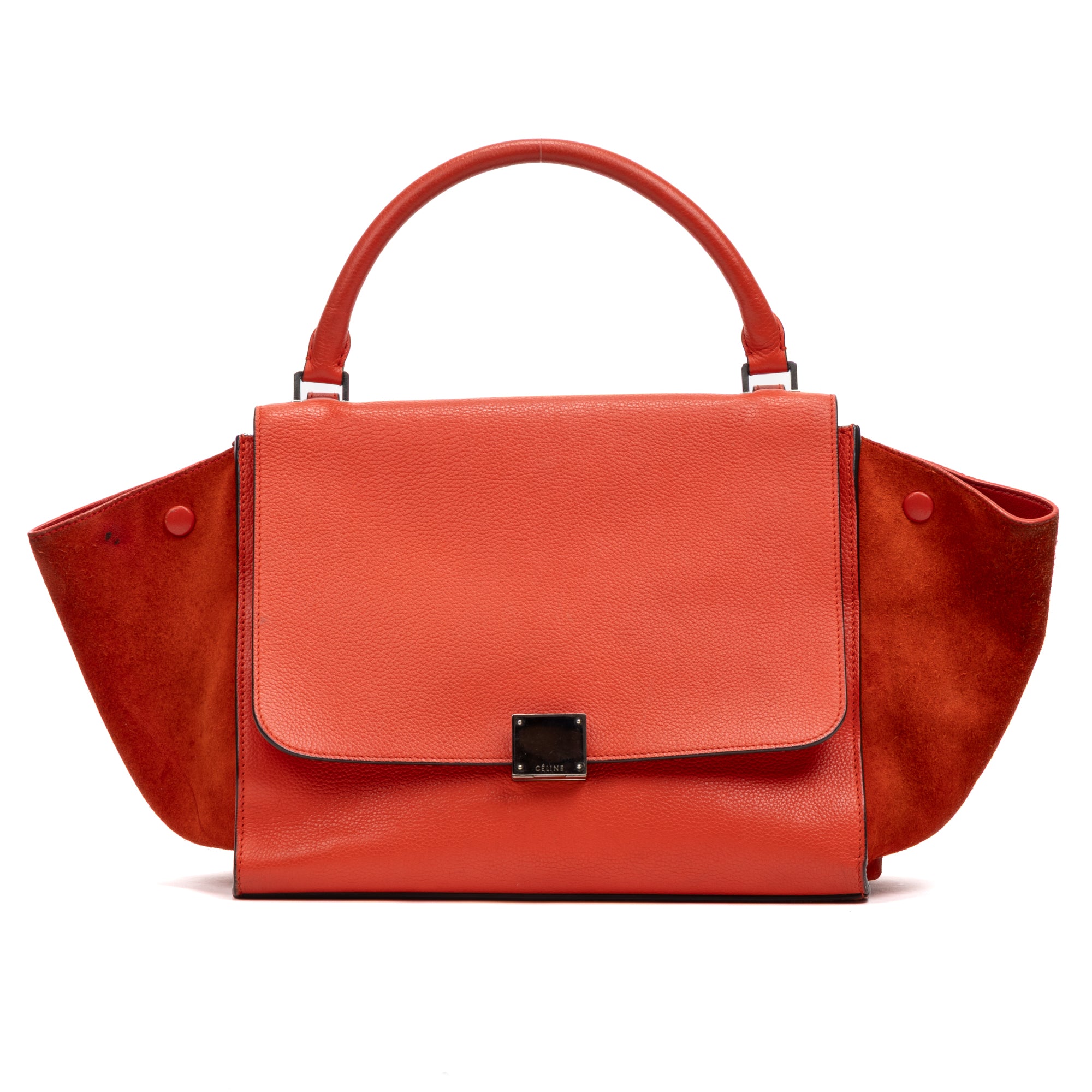 Handbag Trapeze Red Smooth Calfskin Leather