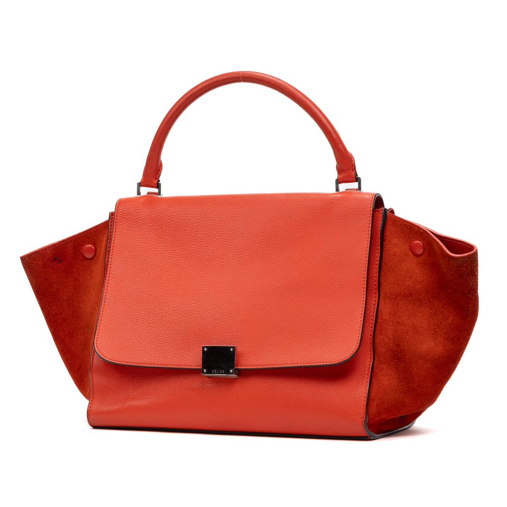 Handbag Trapeze Red Smooth Calfskin Leather