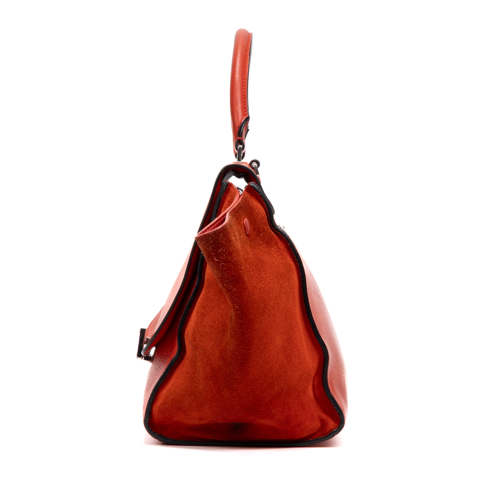 Handbag Trapeze Red Smooth Calfskin Leather