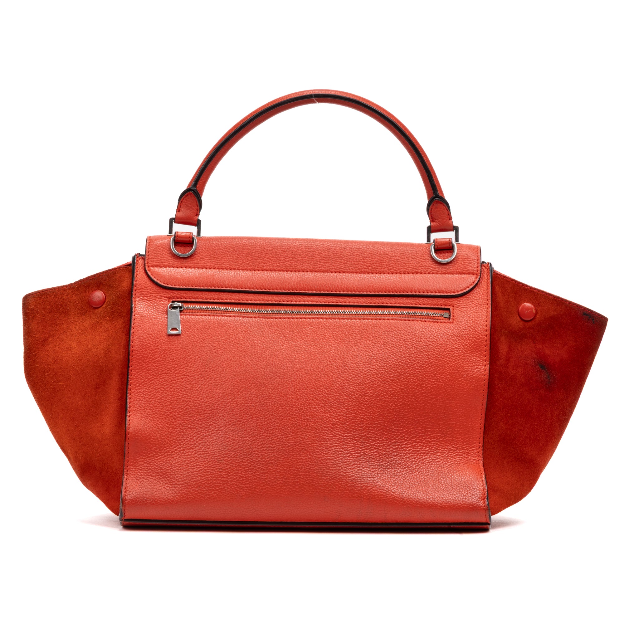 Handbag Trapeze Red Smooth Calfskin Leather