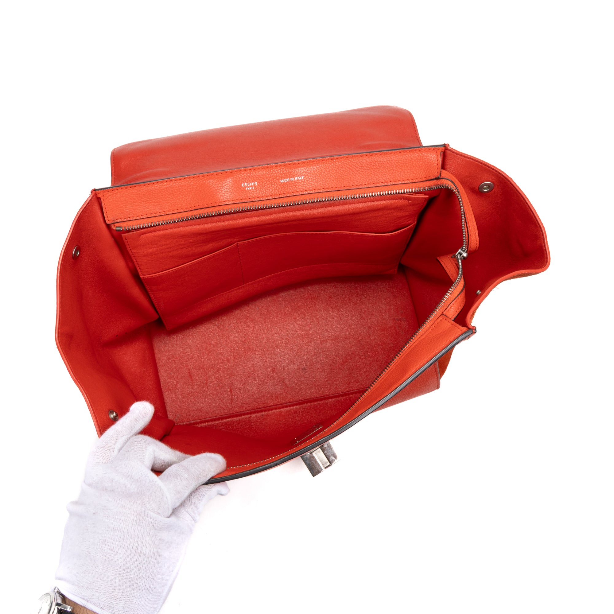 Handbag Trapeze Red Smooth Calfskin Leather