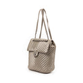 Backpack Urban Spirit Backpack Metallic Silver Iridescent Chevron Quilted Leather