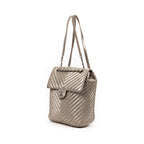 Backpack Urban Spirit Backpack Metallic Silver Iridescent Chevron Quilted Leather