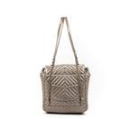 Backpack Urban Spirit Backpack Metallic Silver Iridescent Chevron Quilted Leather