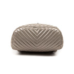 Backpack Urban Spirit Backpack Metallic Silver Iridescent Chevron Quilted Leather