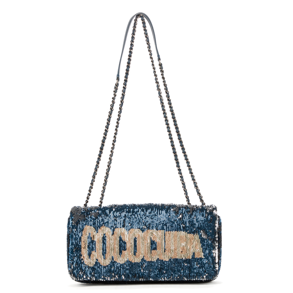 Shoulder Bag Chanel Paris-Cuba Coco Sequins Cuba Flap Blue Coco Sequins Canvas