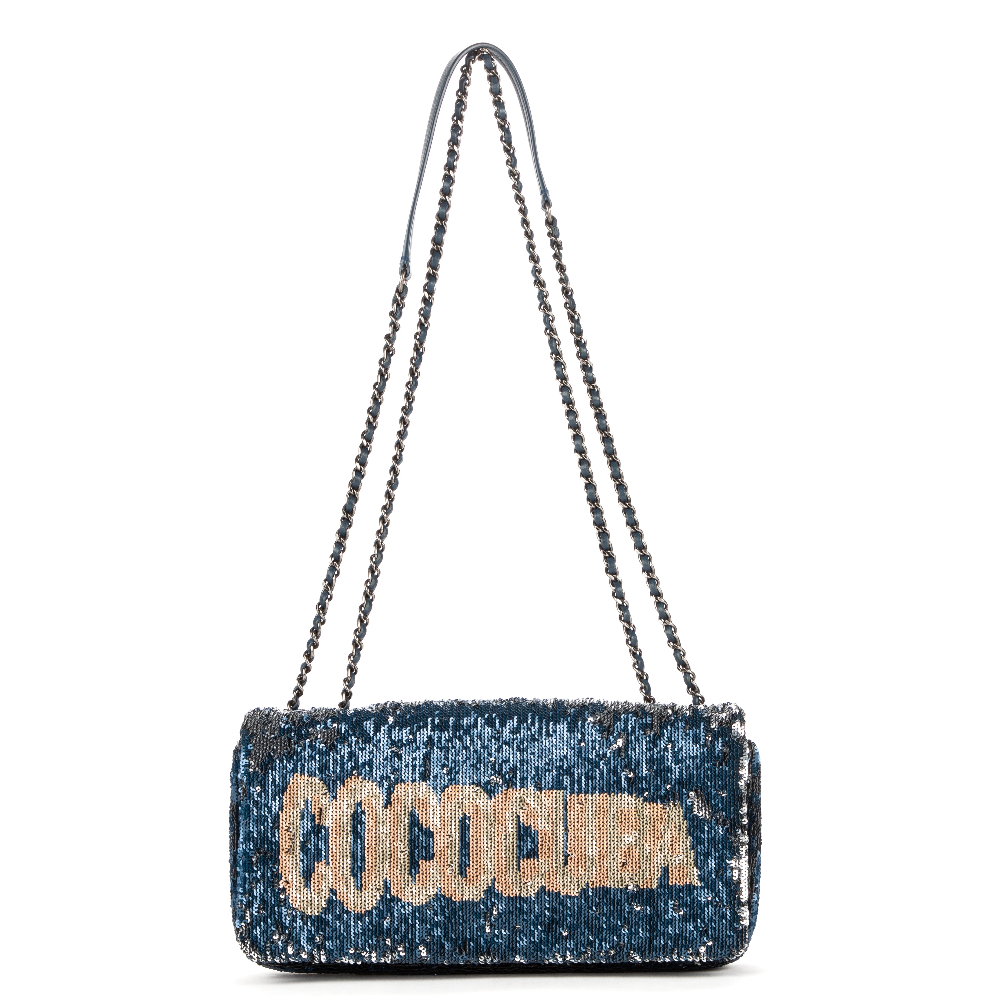 Shoulder Bag Chanel Paris-Cuba Coco Sequins Cuba Flap Blue Coco Sequins Canvas