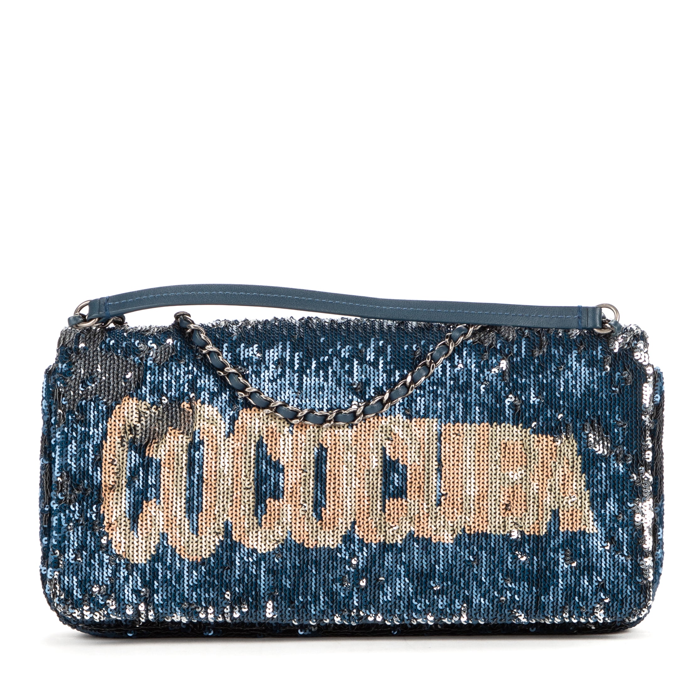 Shoulder Bag Chanel Paris-Cuba Coco Sequins Cuba Flap Blue Coco Sequins Canvas
