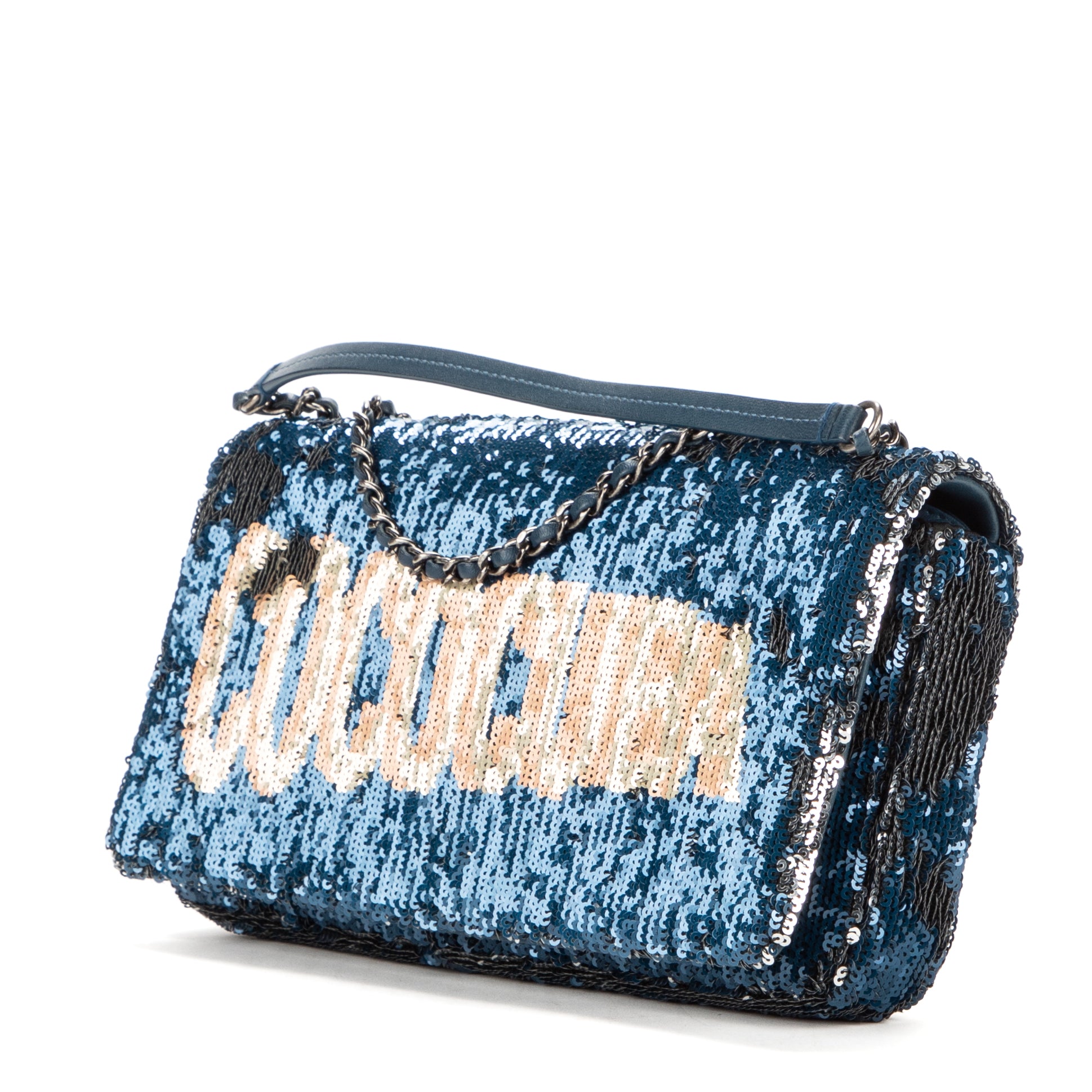 Shoulder Bag Chanel Paris-Cuba Coco Sequins Cuba Flap Blue Coco Sequins Canvas