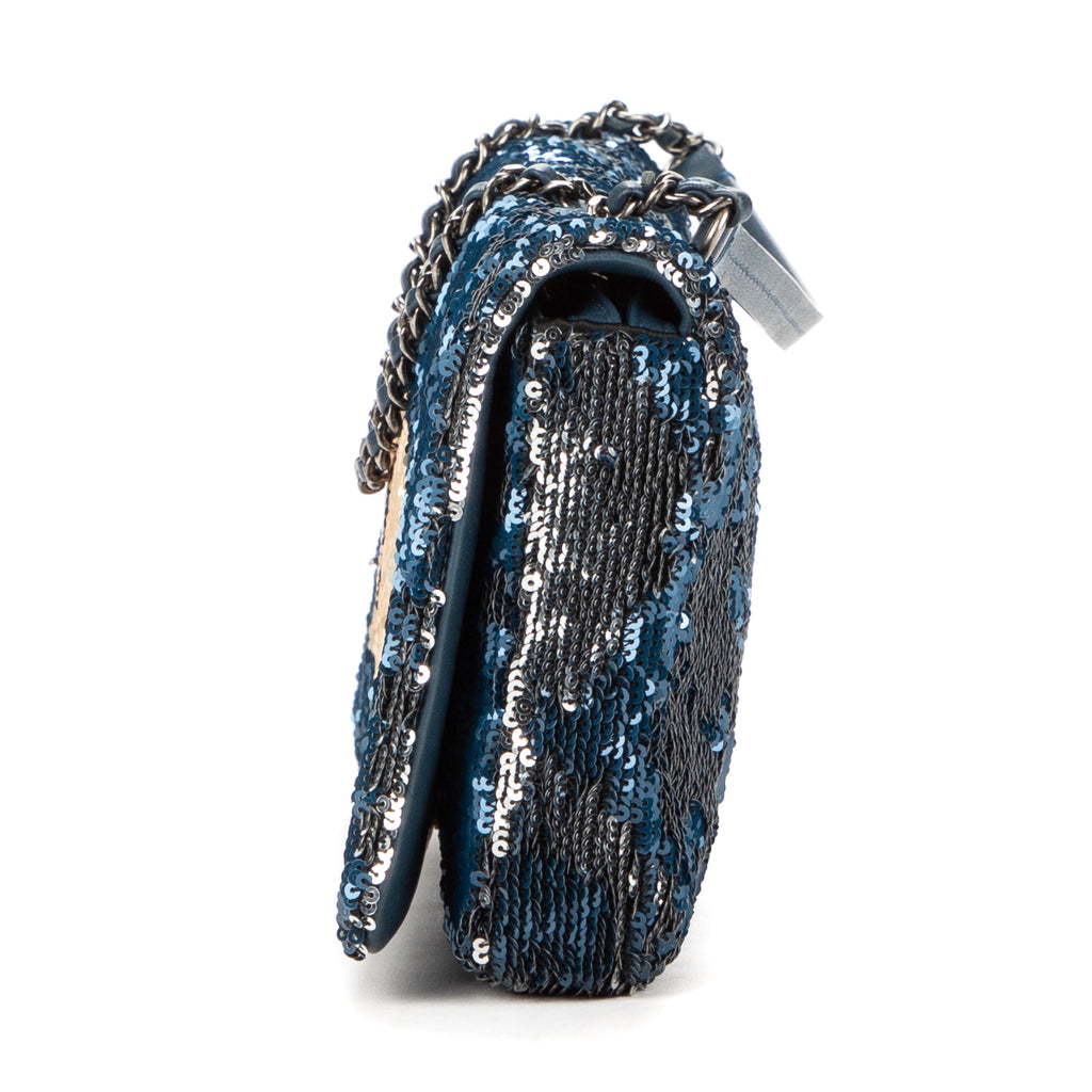 Shoulder Bag Chanel Paris-Cuba Coco Sequins Cuba Flap Blue Coco Sequins Canvas
