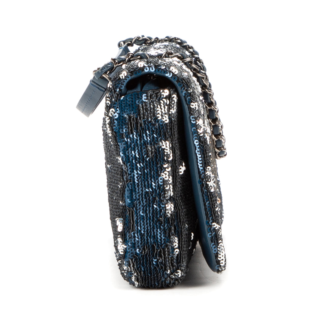 Shoulder Bag Chanel Paris-Cuba Coco Sequins Cuba Flap Blue Coco Sequins Canvas