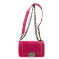 Shoulder Bag Small Boy Small Pink Velvet Canvas