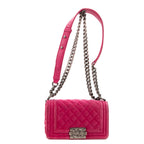 Shoulder Bag Small Boy Small Pink Velvet Canvas