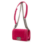 Shoulder Bag Small Boy Small Pink Velvet Canvas