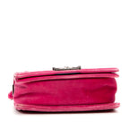 Shoulder Bag Small Boy Small Pink Velvet Canvas