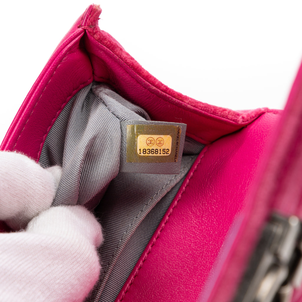 Shoulder Bag Small Boy Small Pink Velvet Canvas