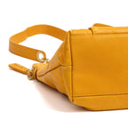 Shoulder Bag CC Logo Chain Tote Yellow Lambskin Quilted Leather