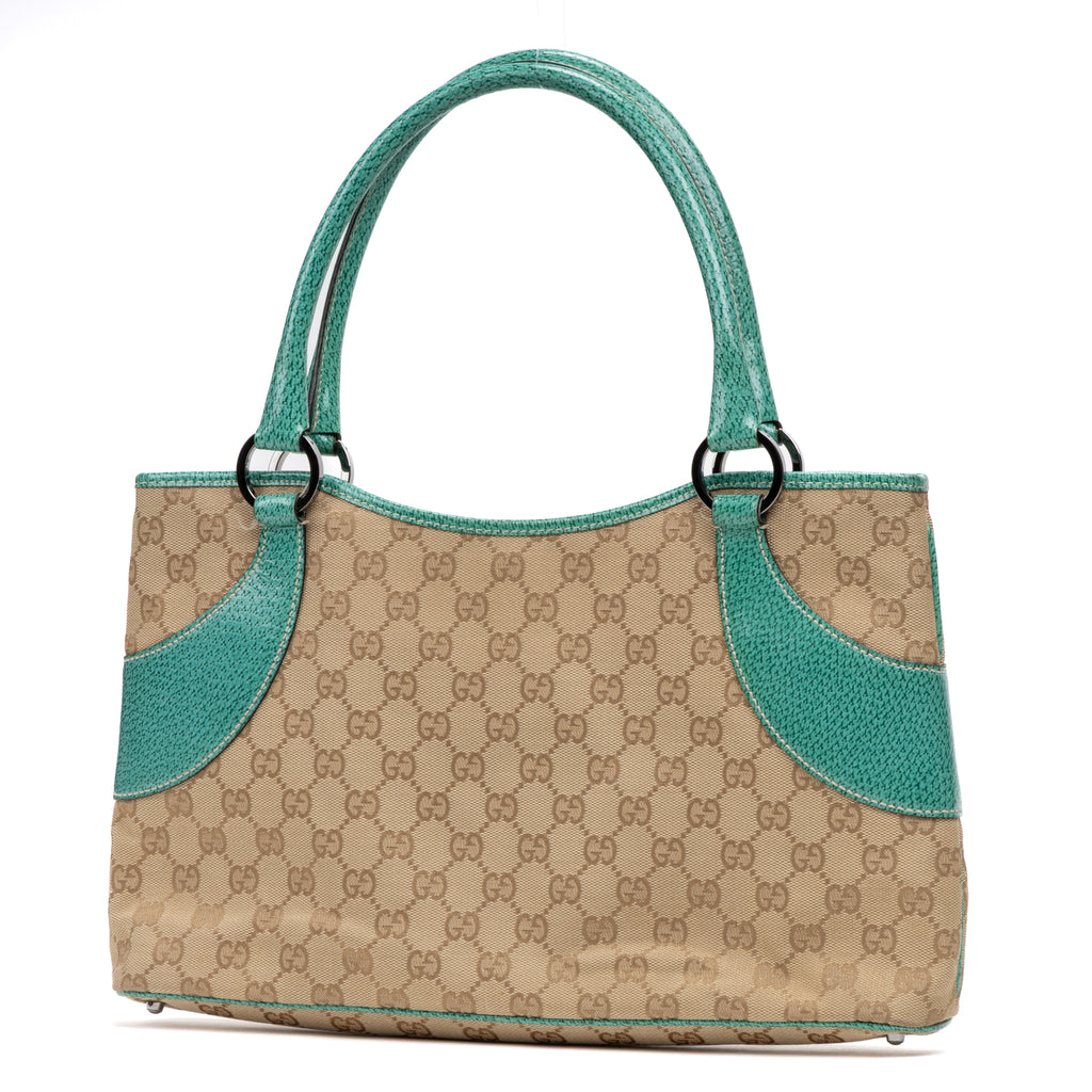 Shoulder Bag Vintage Tote Beige Monogrammed Canvas