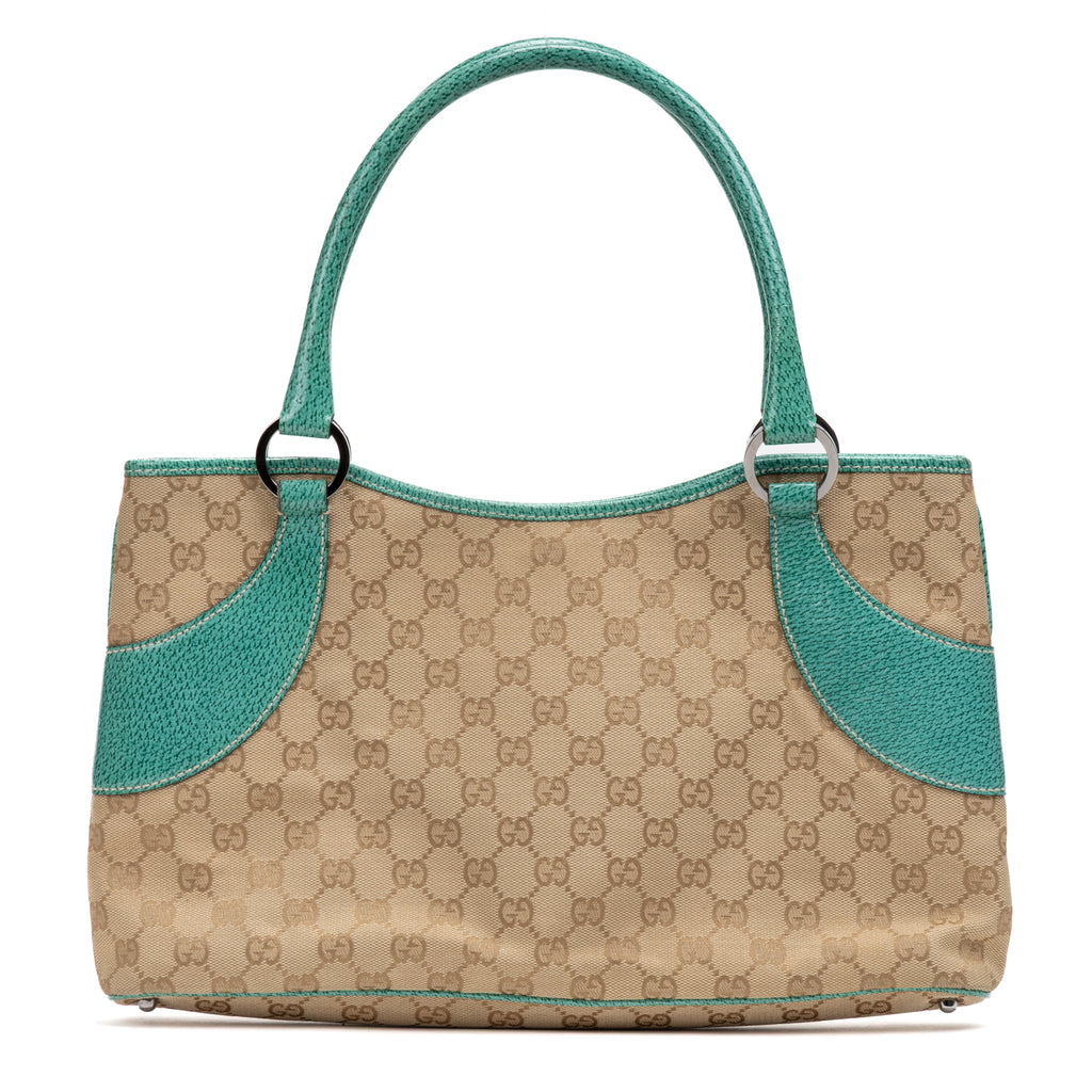Shoulder Bag Vintage Tote Beige Monogrammed Canvas