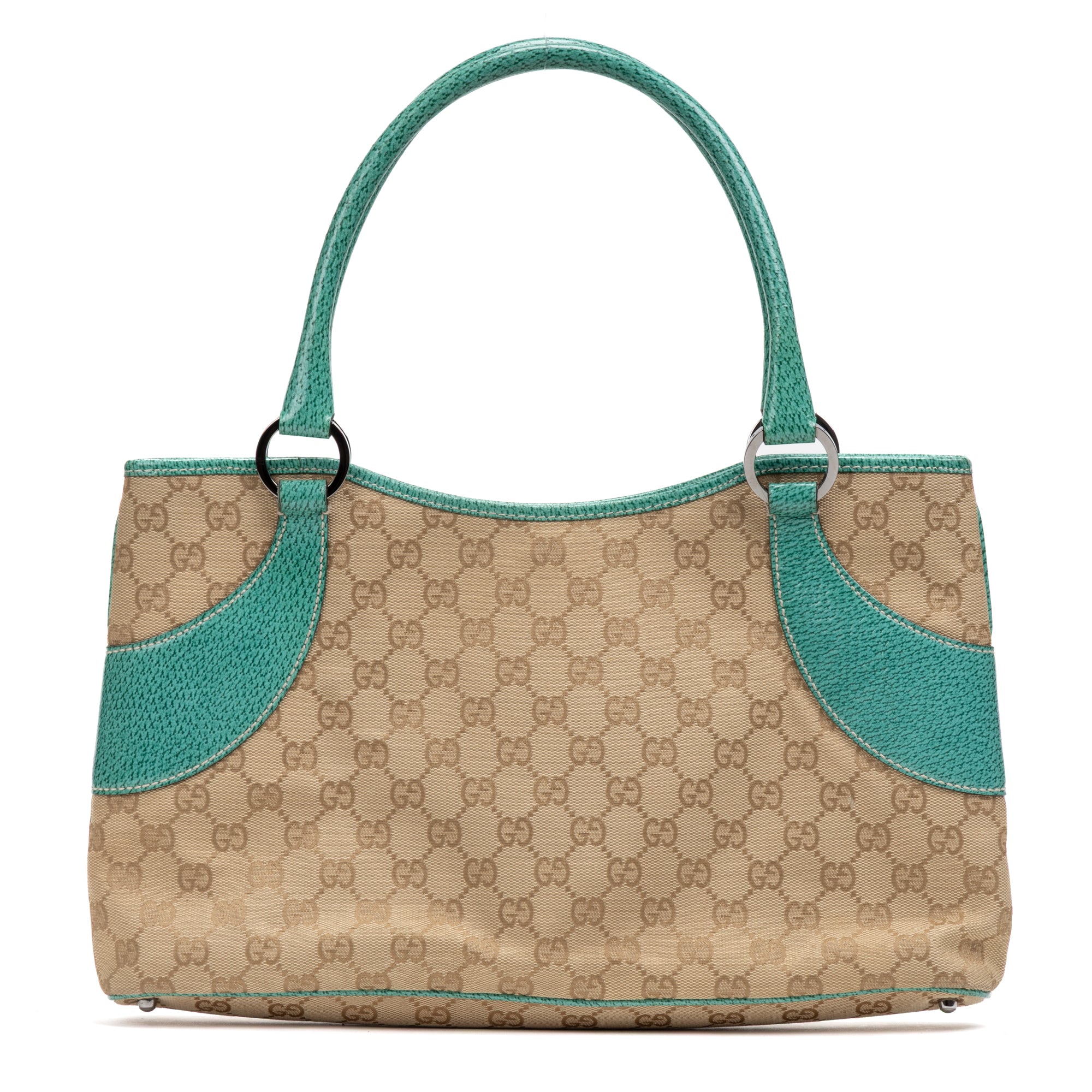 Shoulder Bag Vintage Tote Beige Monogrammed Canvas