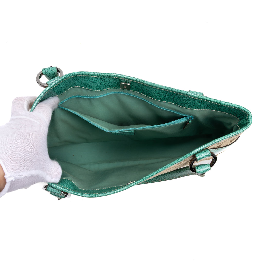 Shoulder Bag Vintage Tote Beige Monogrammed Canvas