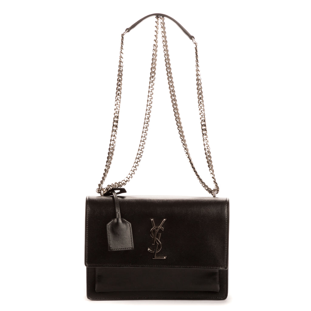 Handbag Sunset Medium Black Calfskin Leather