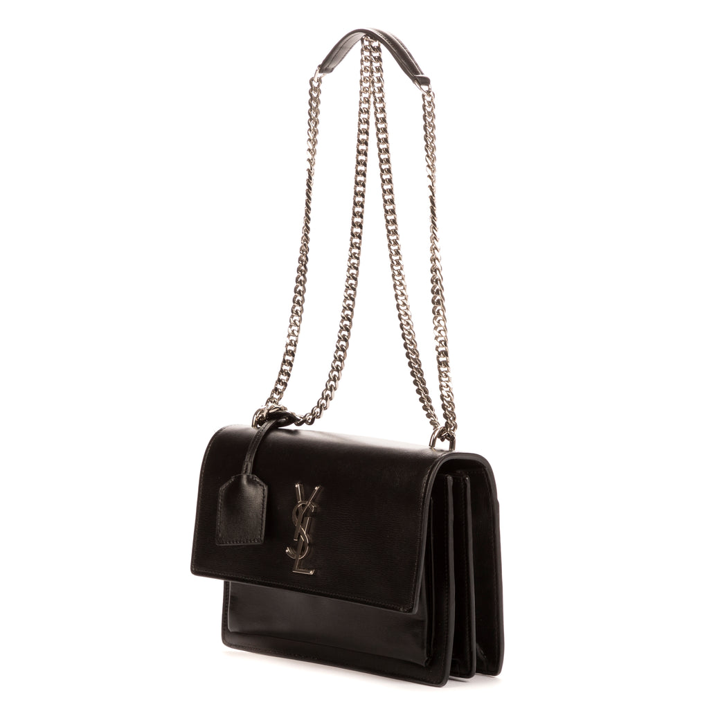 Handbag Sunset Medium Black Calfskin Leather