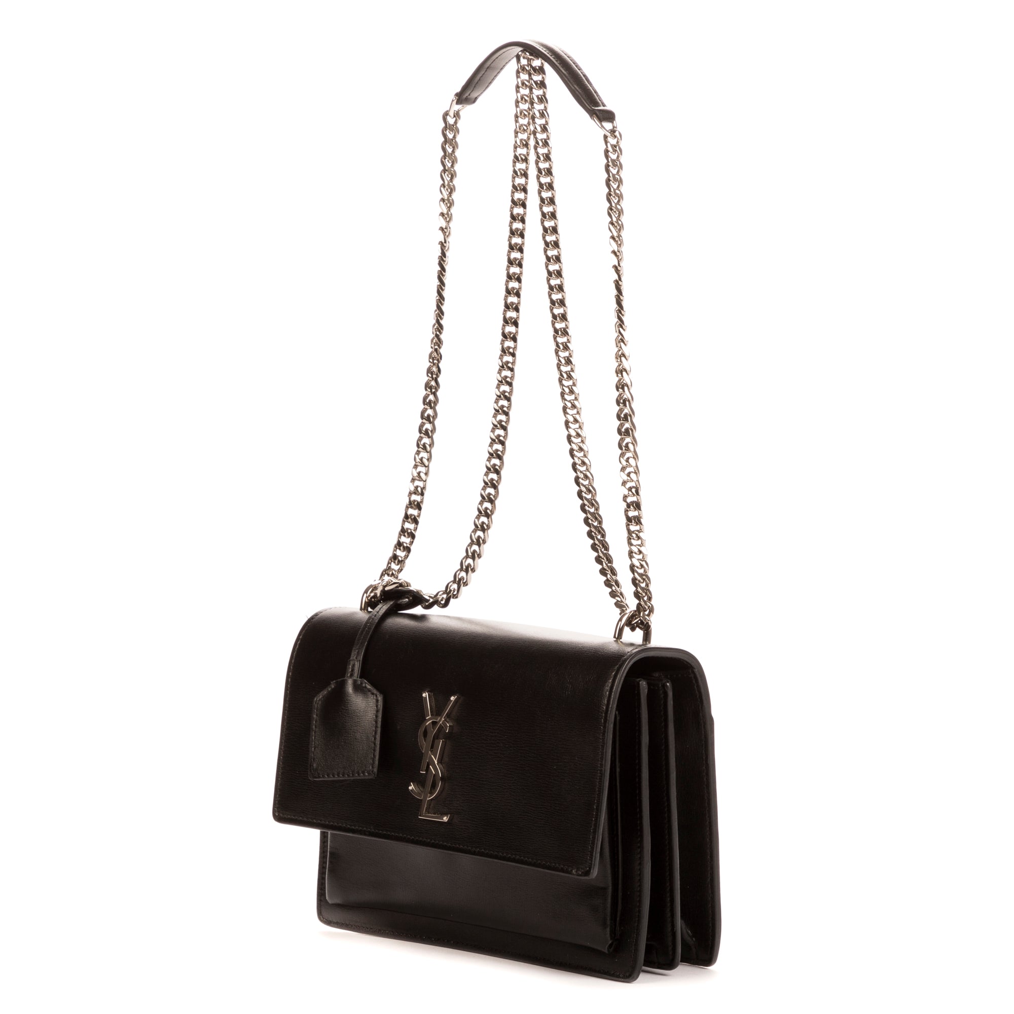 Handbag Sunset Medium Black Calfskin Leather