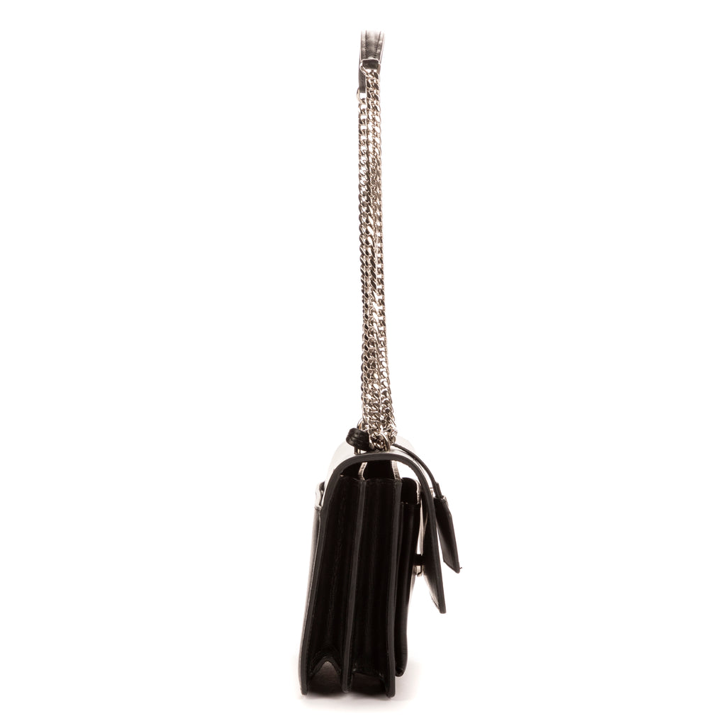 Handbag Sunset Medium Black Calfskin Leather
